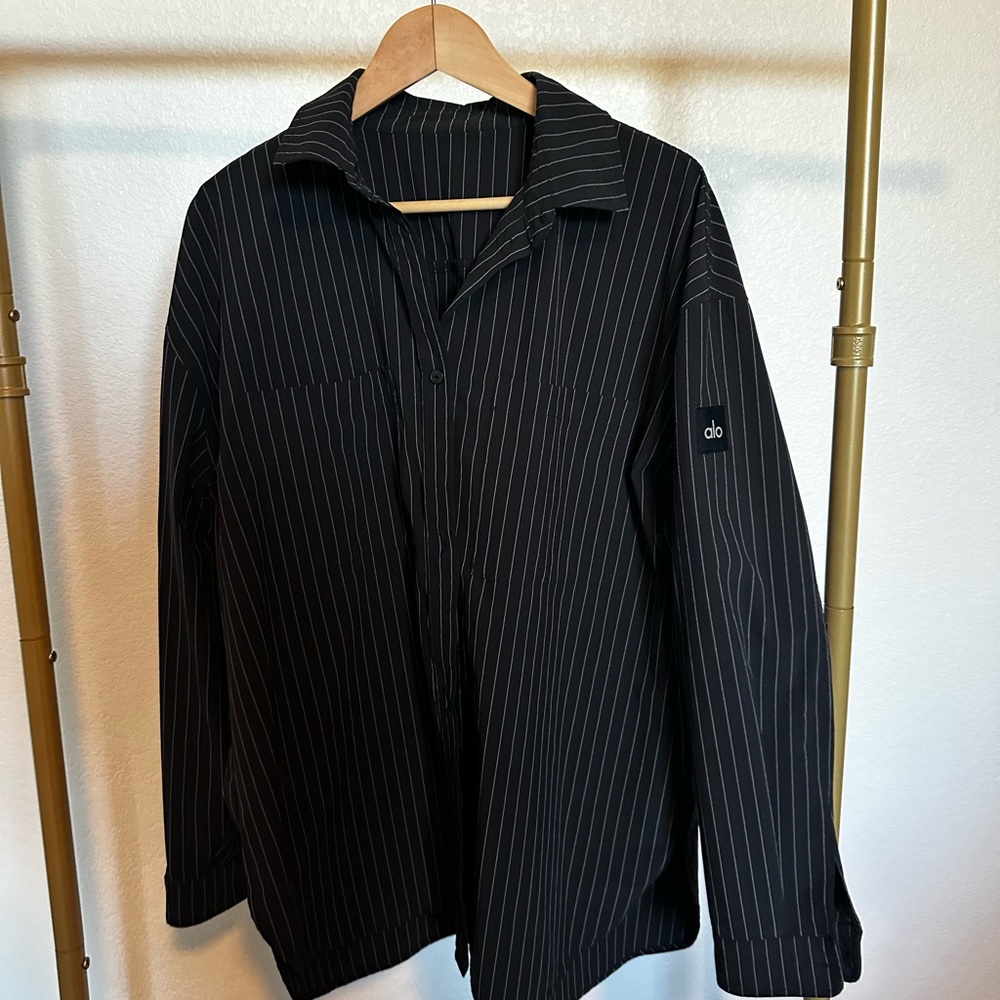 Alo Yoga Women’s Pinstripe Overshirt Shirt Jacket XL